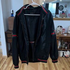 Gucci Black Jacket with Red and Green Stripes